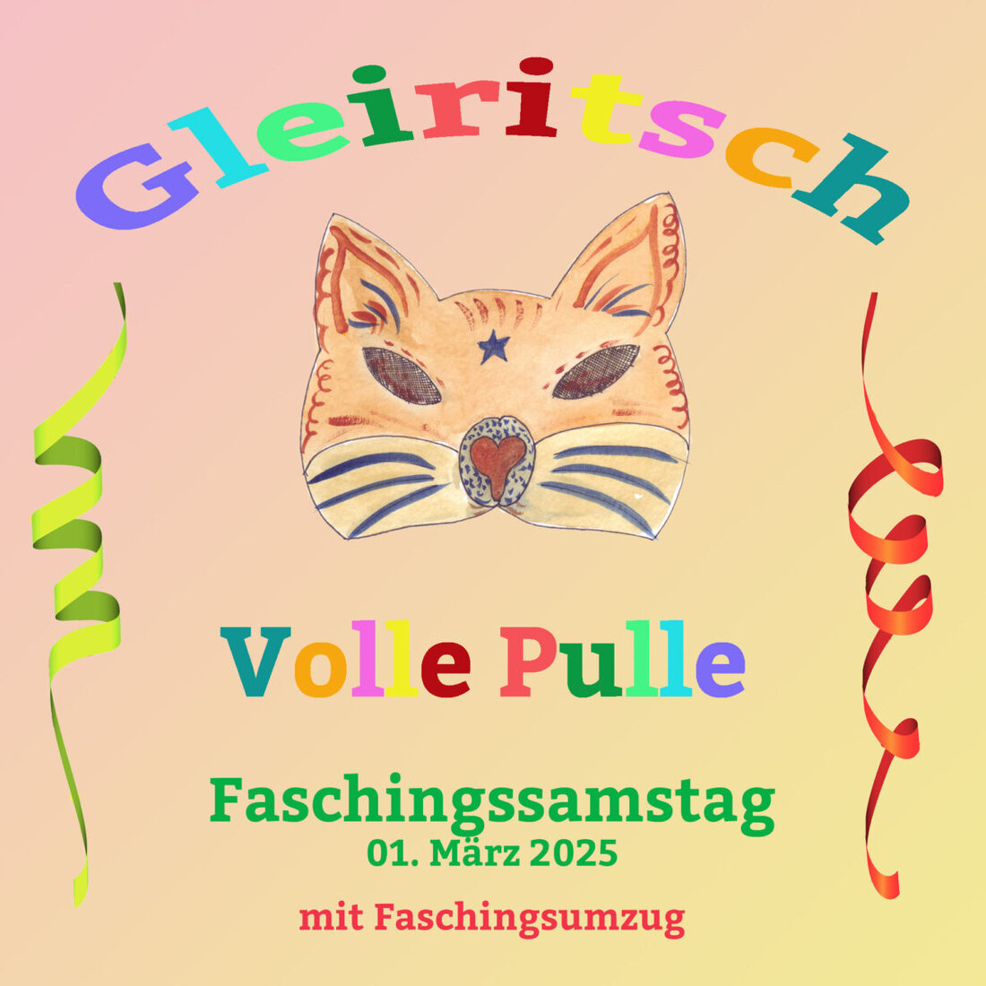 Gleiritsch. Am 1. März 2025 findet der jährliche Faschingsumzug statt, der durch fußläufige Gruppen ohne motorisierte Fahrzeuge gekennzeichnet ist. Nach dem Umzug sorgen ein DJ und die "Hoderscheck Bar" beim Dorfplatz für Partyatmosphäre.