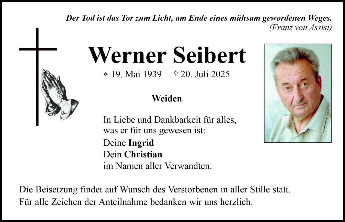 Traueranzeige Werner Seibert, Weiden