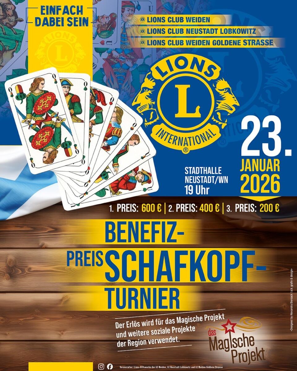 1. Benefiz-Preisschafkopfturnier der Lions Clubs Weiden, Neustadt, Weiden Goldene Straße