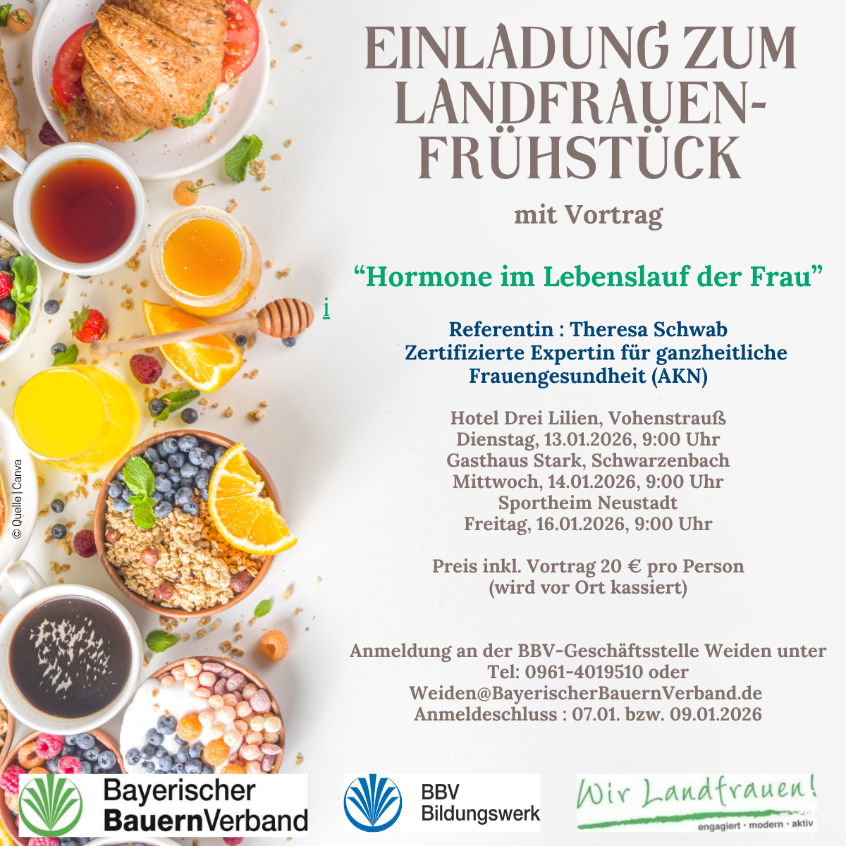 Landfrauenfrühstück 2026 zum Thema "Hormone im Lebenslauf der Frau"